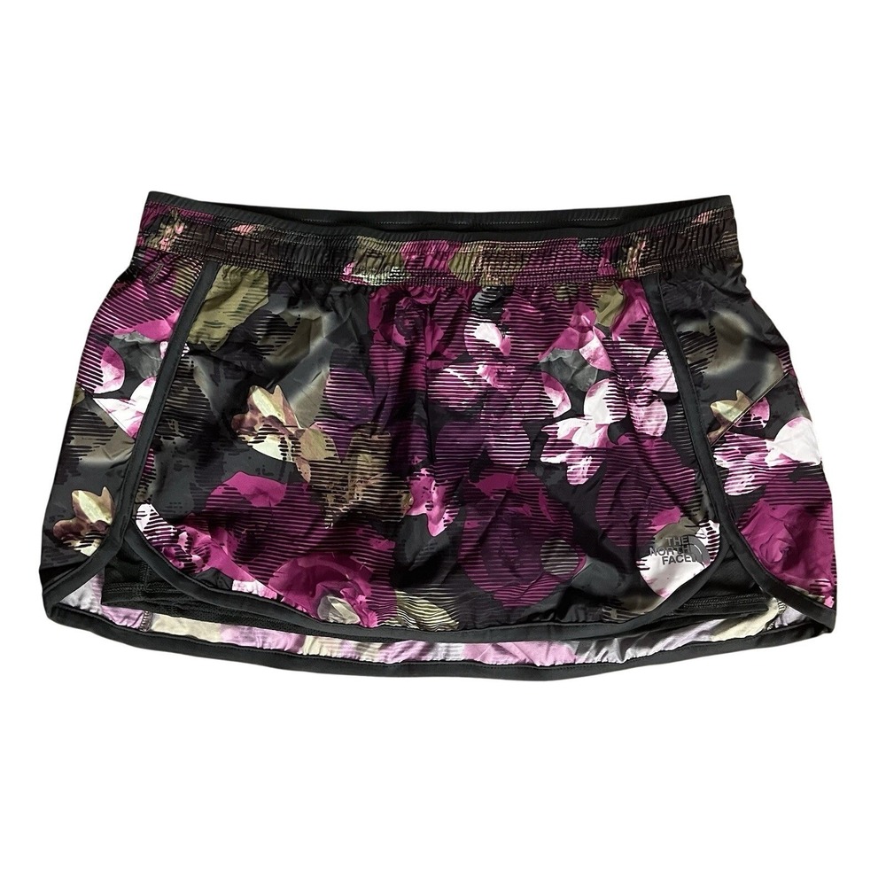 The North Face Women's Pink Purple Floral Skort Shorts Flash‎ Dry Size L